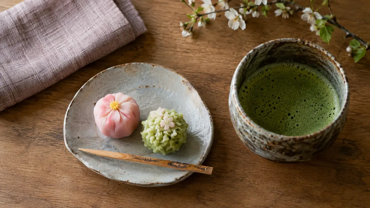 和菓子と抹茶の物撮り